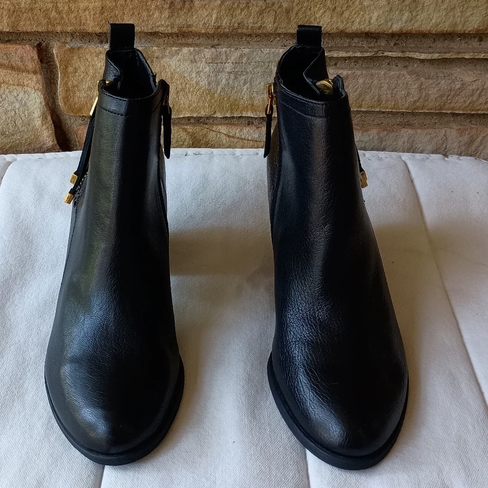 Franco Sarto Elegant Black Leather Ankle Boots_8.5